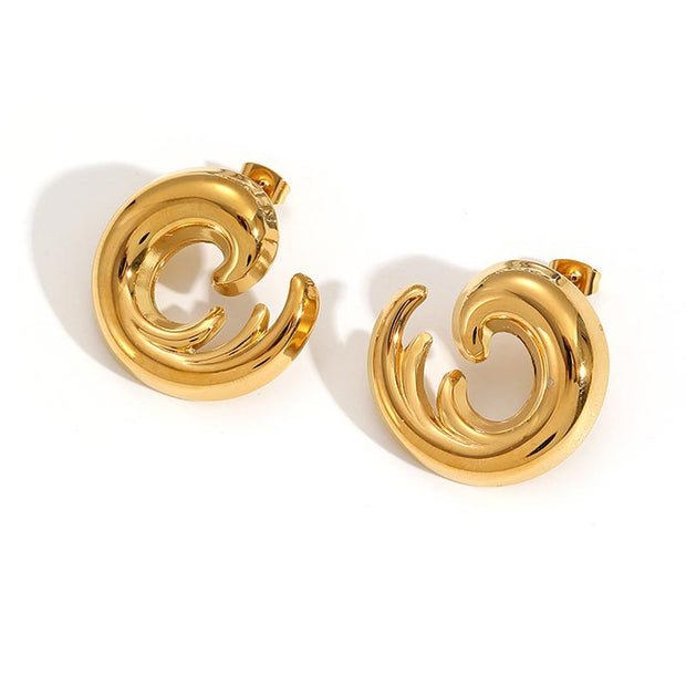 Ocean Wave Stud Earrings JTE60187