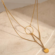 Two Layer Disc Pendant Necklace