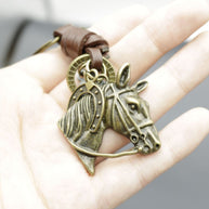 Vintage Horse Head Keychain | Braided Leather Mens Gift