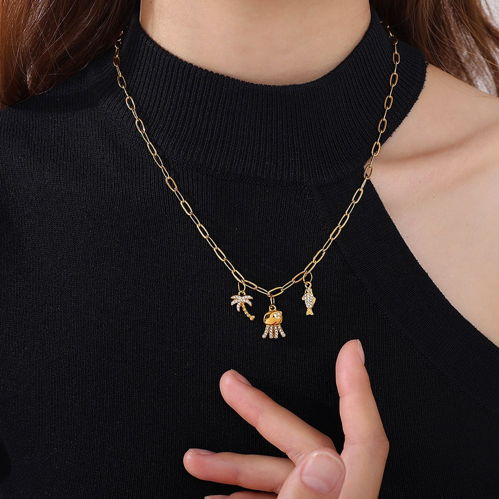 Rhinestone Starfish Coconut Crab Pendant DIY Ocean Style