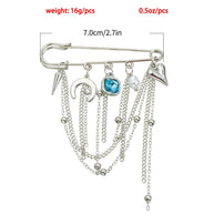 Moon & Heart Brooch | Functional Tassel Pin for Women