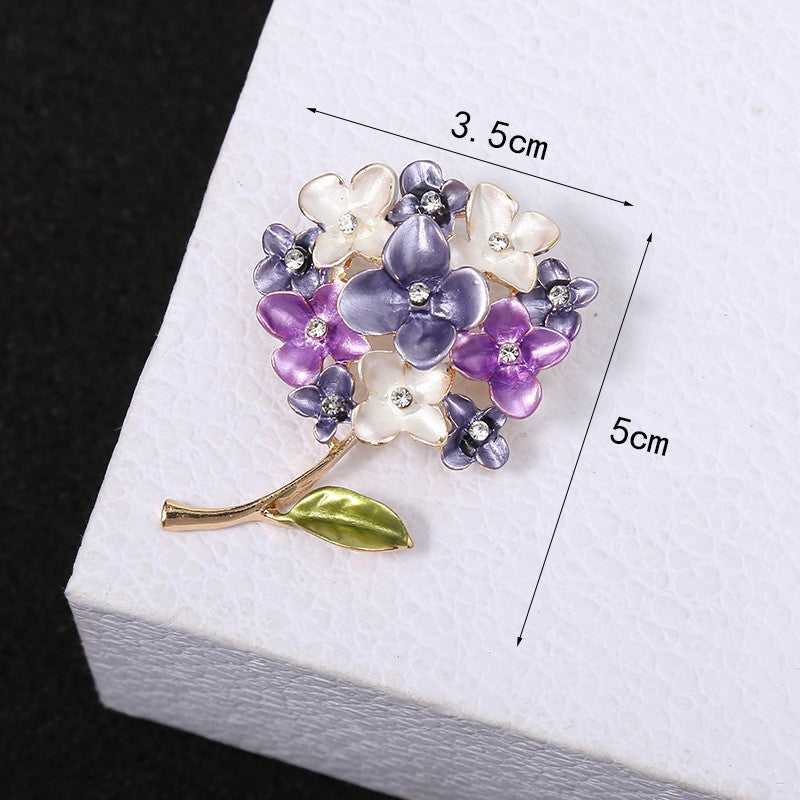 Rhinestone Flower Brooch | Korean Enamel Lapel Pin for Suits