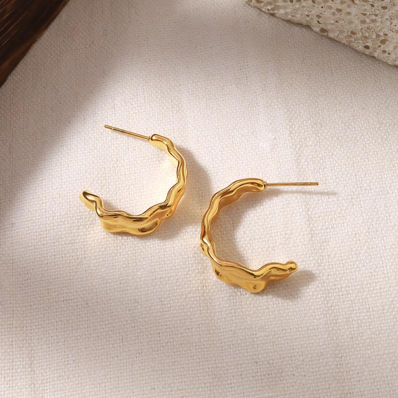 Geometric C Hoop Earring JSE010194