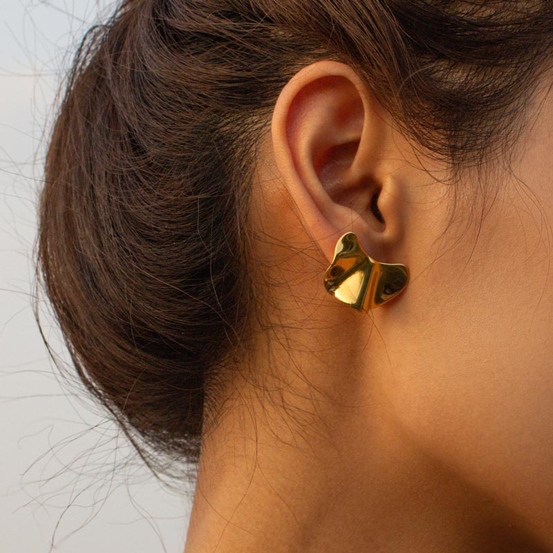 Textured Bean Stud Earring