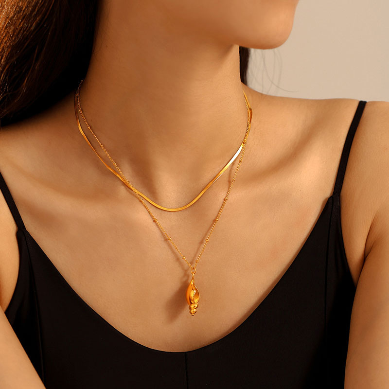 Gold Plated Conch Chain Necklace