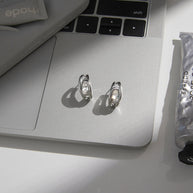 Zircon Earrings | Clip-On Stainless Steel | Luxury Women's