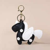 Rainbow Unicorn Keychain | Leather Bag Charm Gift for Her