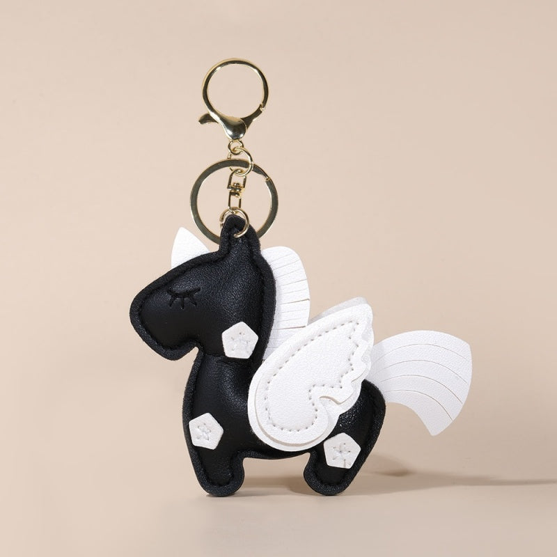 Rainbow Unicorn Keychain | Leather Bag Charm Gift for Her