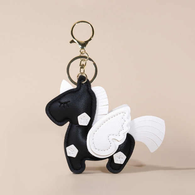 Rainbow Unicorn Keychain | Leather Bag Charm Gift for Her