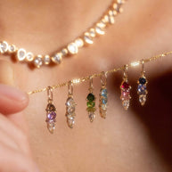 DIY 12 Months Birthstone Zircon Pendant 18K Gold JX24111602M