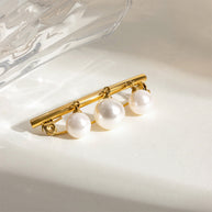 Pearl Pendant Brooch | Minimalist Adjustable Bar Pin Women