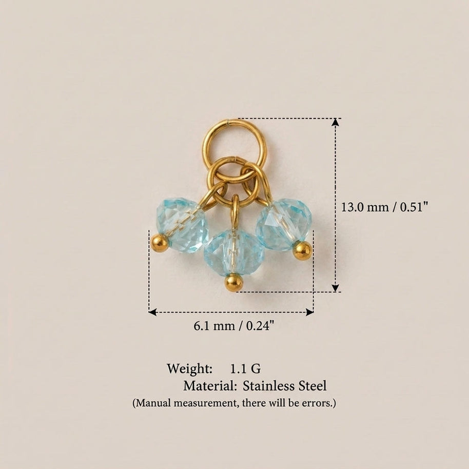 Vintage Gemstone Crystal Stainless Steel DIY Pendants Charm