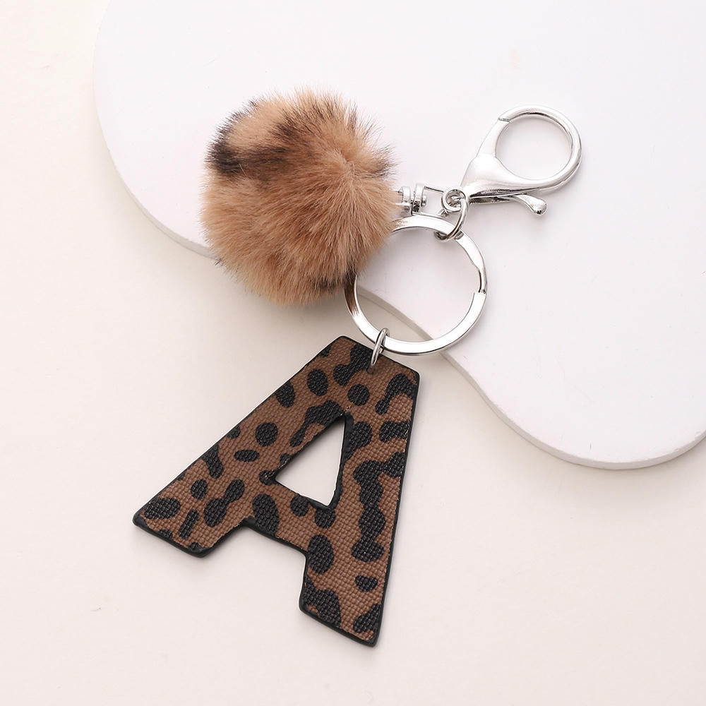 Leopard Letter Keychain | Leather Alphabet Charm | Western