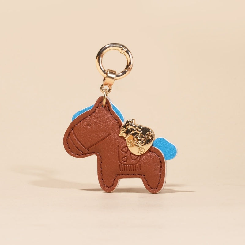 Money Horse Charm | Handmade Leather Bag & Car Keychain