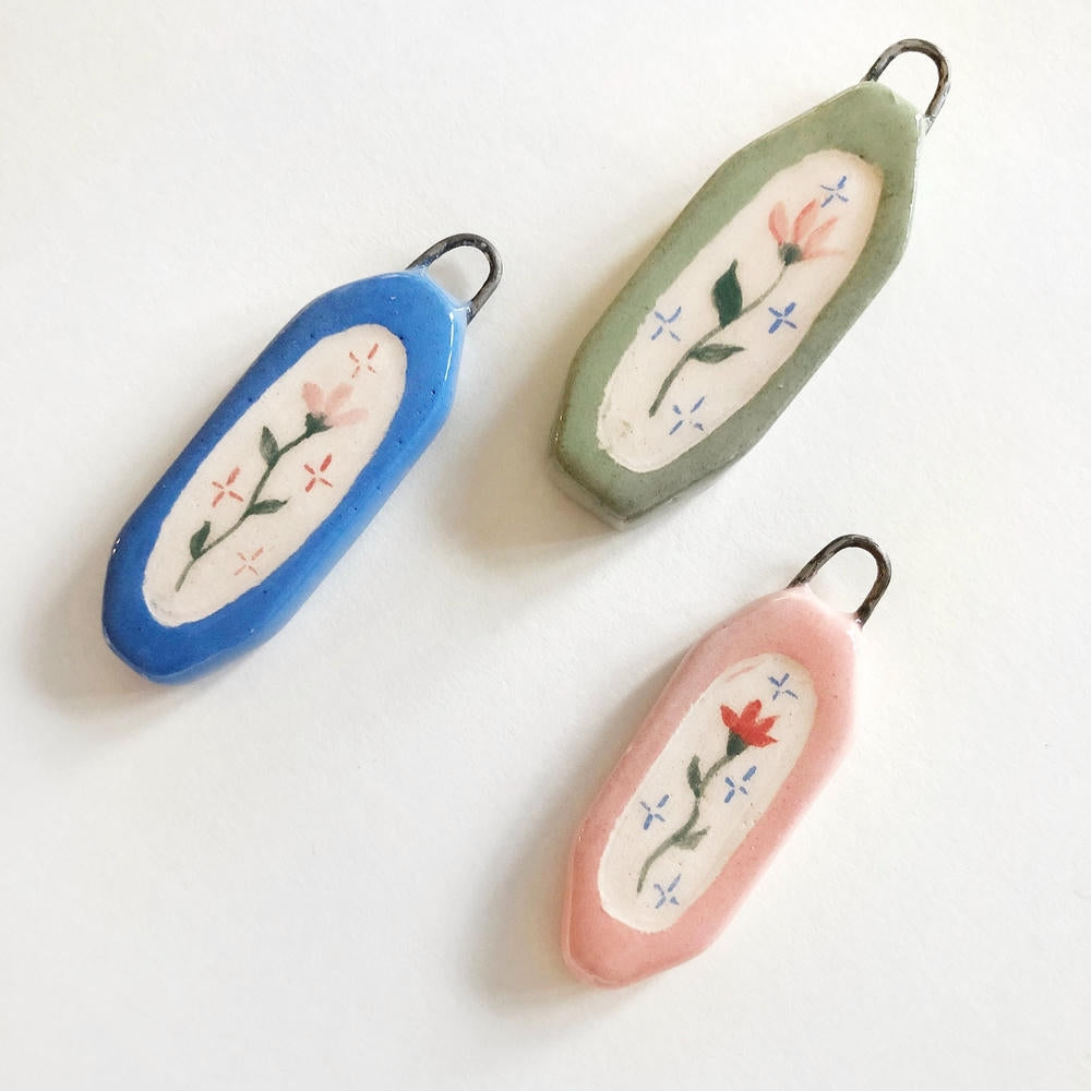 European Cartoon Sea Grass Enamel Pendant 18K Gold Plated