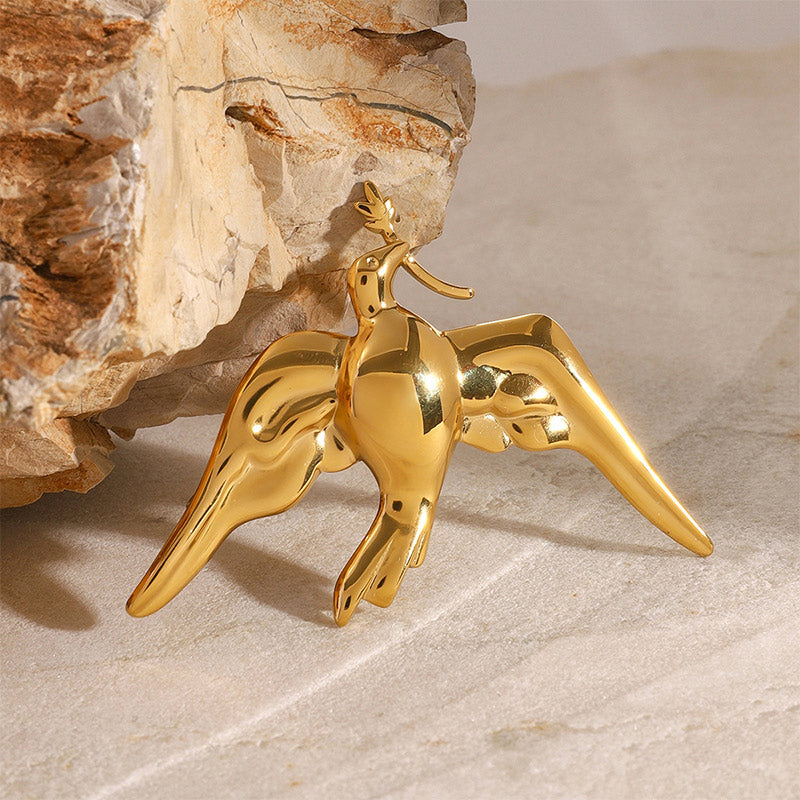 Vintage Dove Peace Brooch | Stainless Steel Elegant Lapel Pin