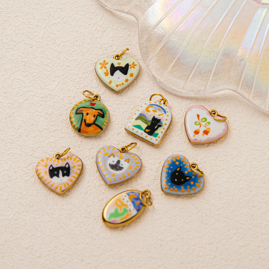 Heart Series Enamel Charm Stainless Steel Colorful DIY