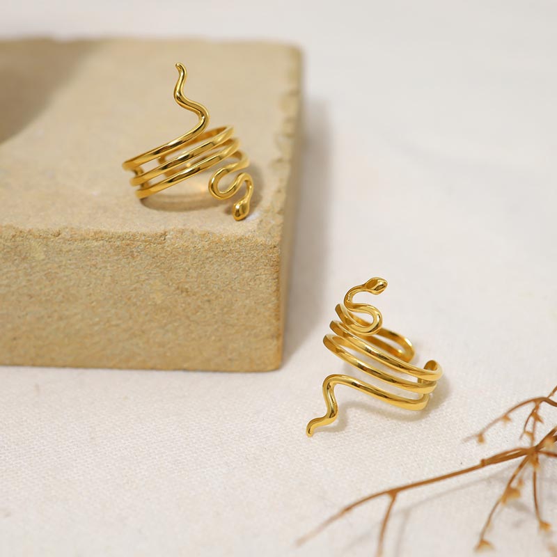 Gold Plated Stainless Steel Snake Ring JSR23072702