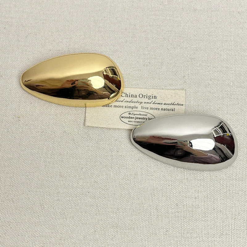 Modern Egg Drop Brooch | Polished Metal Lapel Pin for Blazer