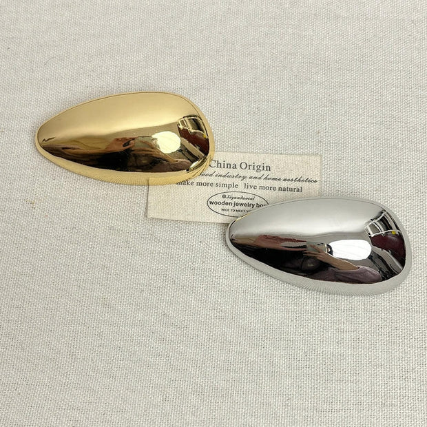 Modern Egg Drop Brooch | Polished Metal Lapel Pin for Blazer