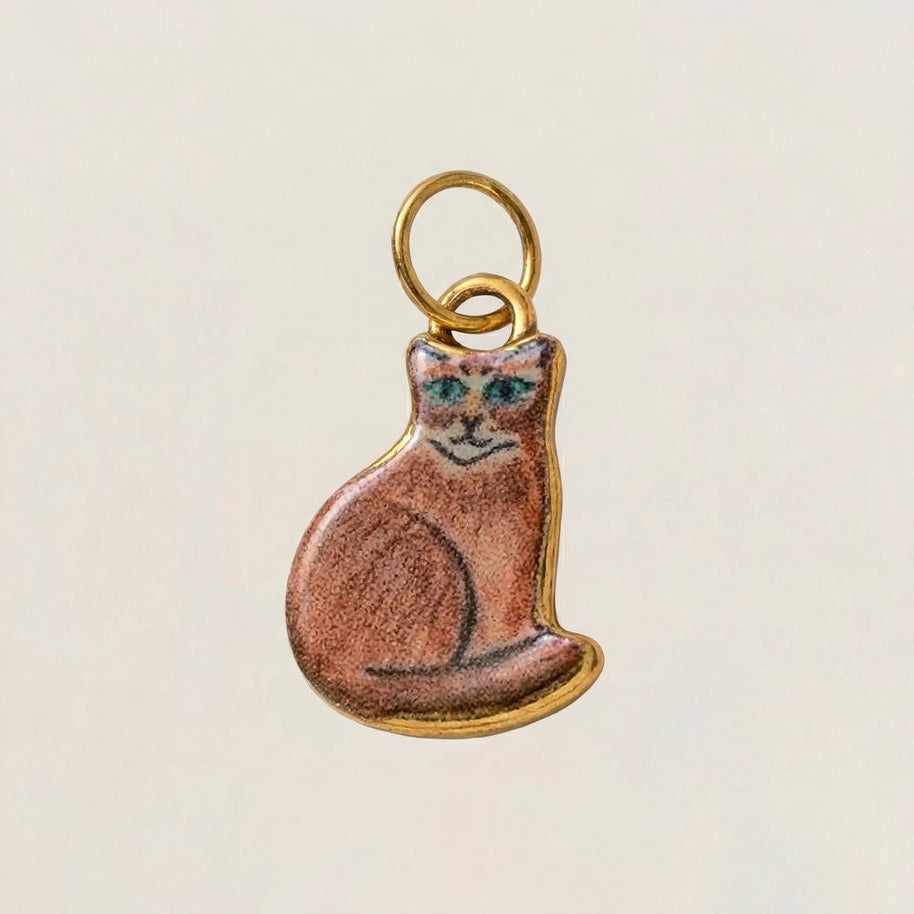 Cute Cat Ceramic Enamel Pendant Steel DIY Jewelry Wholesale