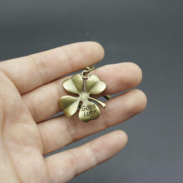 Four Leaf Clover Keychain | Minimalist Lucky Metal Charm
