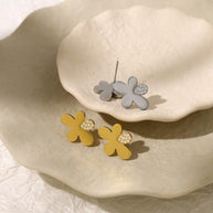 Stainless Steel Flower Stud Earring JSE010233