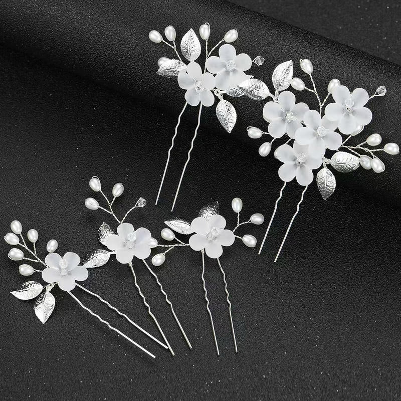 Acrylic Leaf Hair Pin | U-Shape Bridal Hair Clip for Wedding