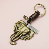 Vintage Elephant Keychain | Braided Leather Mens Gift