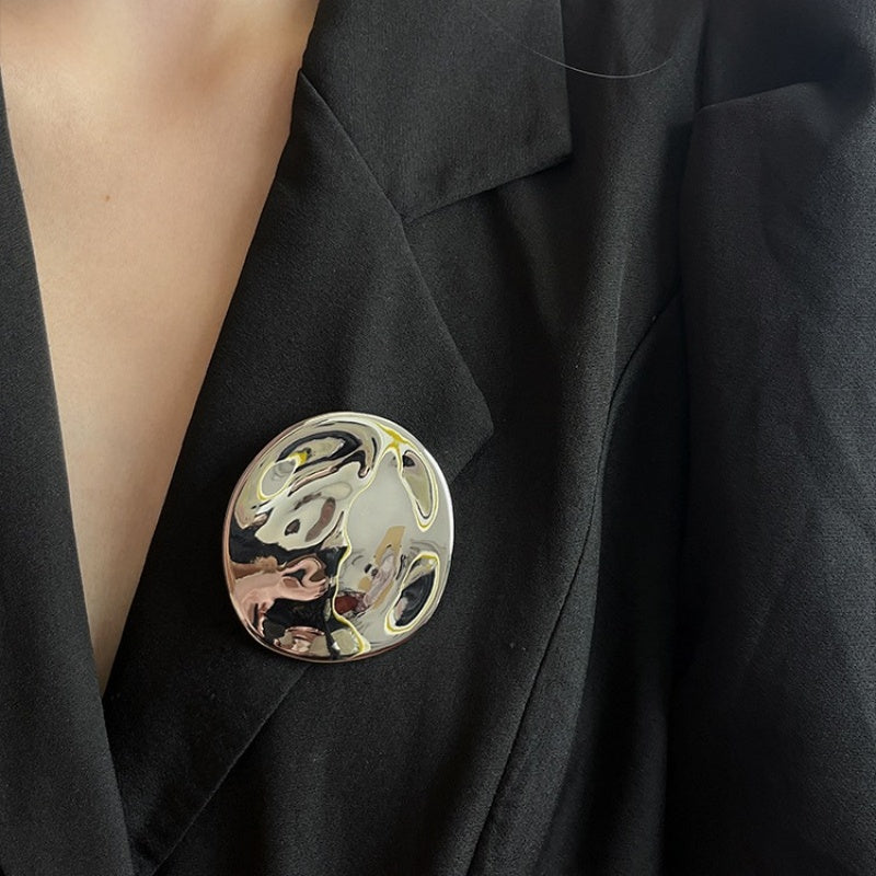 Asymmetric Oval Brooch | Geometric French Vintage Lapel Pin