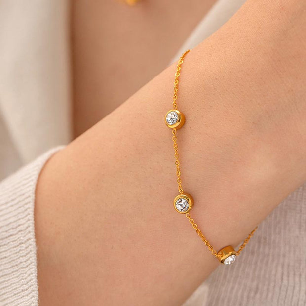White Zircon Bracelet Gold Plated
