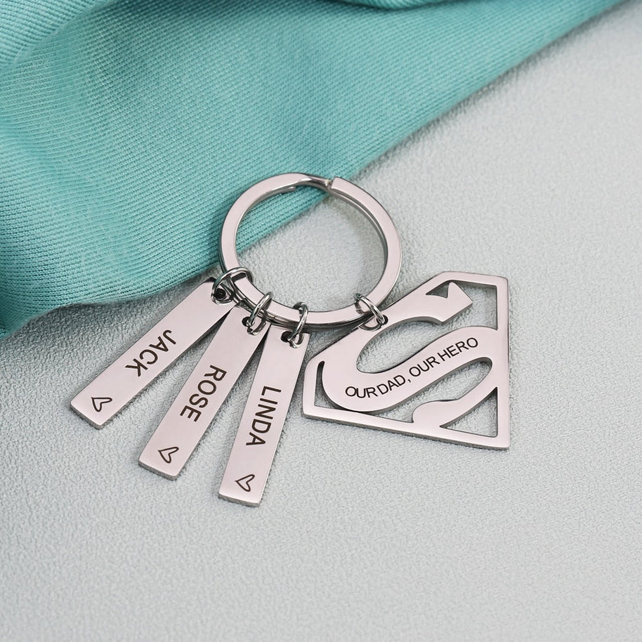 Our Dad Keychain | Titanium Steel Plate | DIY Engrave