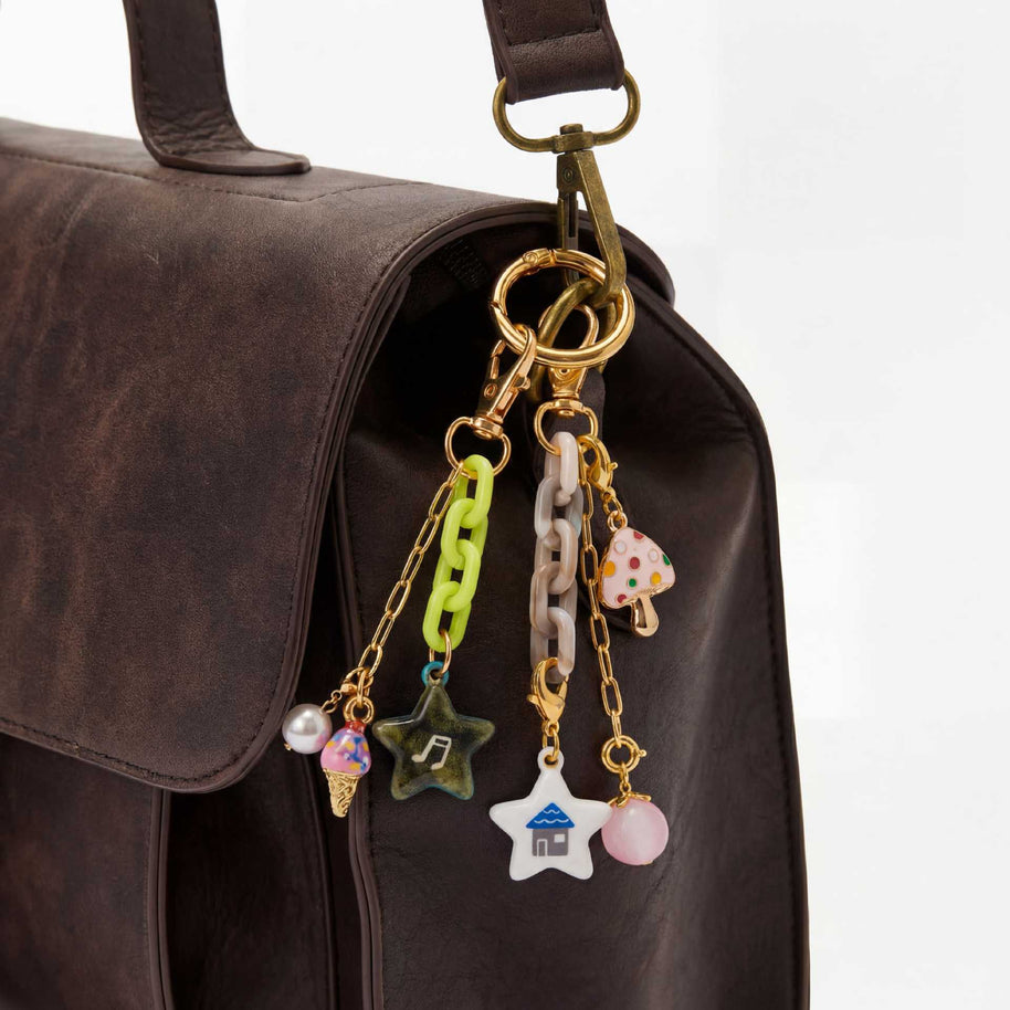 Dopamine Beaded Bag Charms Colorful Resin Enamel Pendant