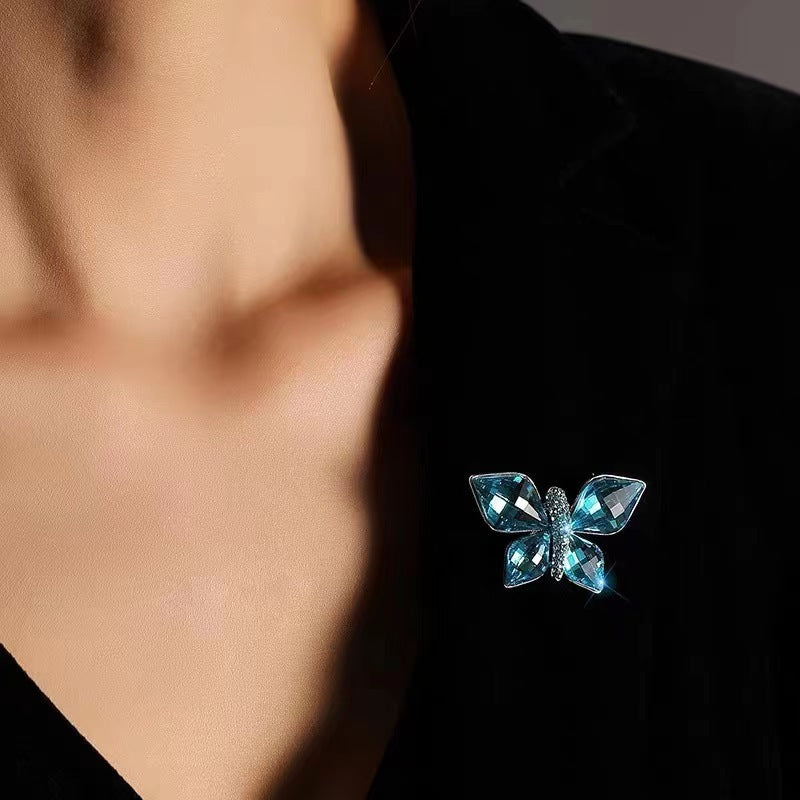 Blue Butterfly Brooch | Crystal Rhinestone Pin | Luxury