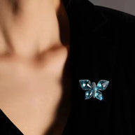 Blue Butterfly Brooch | Crystal Rhinestone Pin | Luxury