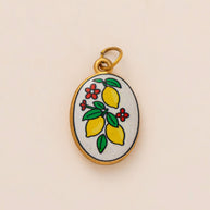Oval Enamel Flower House Pendant DIY Charm Jewelry JX253203GK