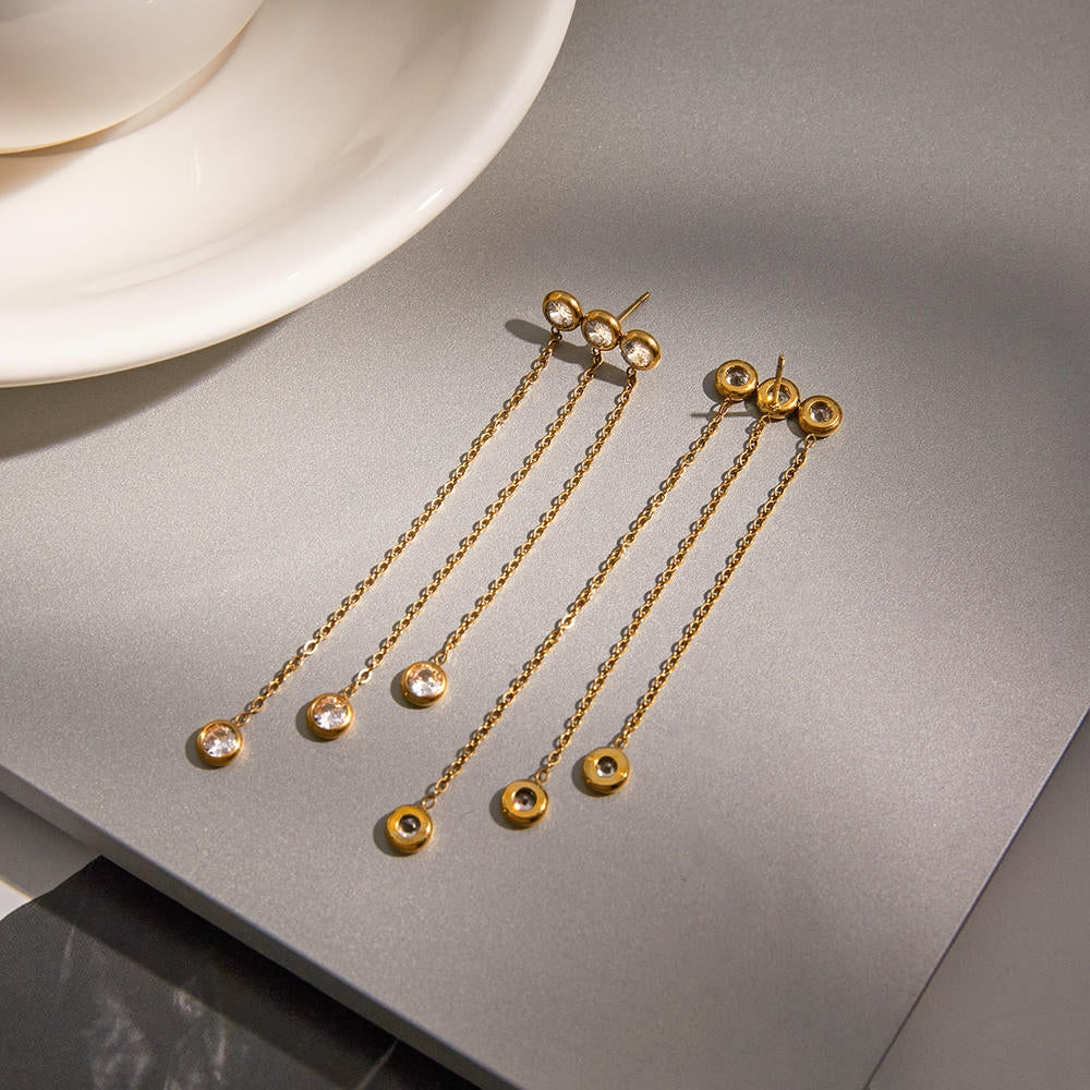 Luxury Zircon Earring | Fringe Drop | Stainless Steel Unique