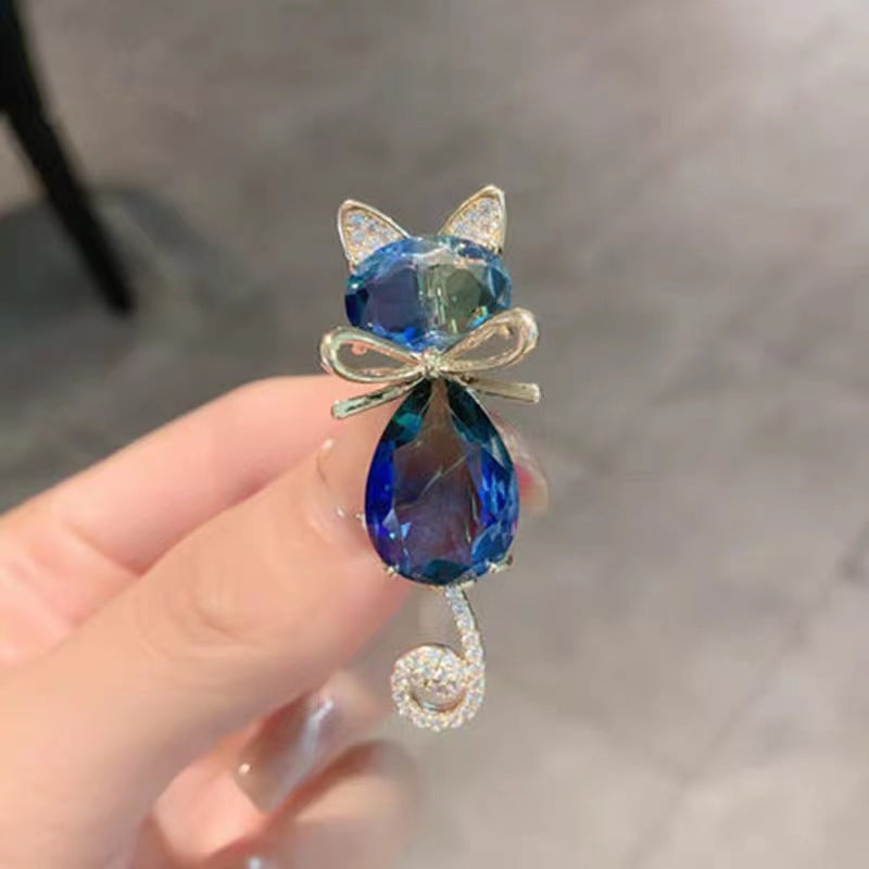 Blue Cat Brooch Kitty Pin | Korean Fashion