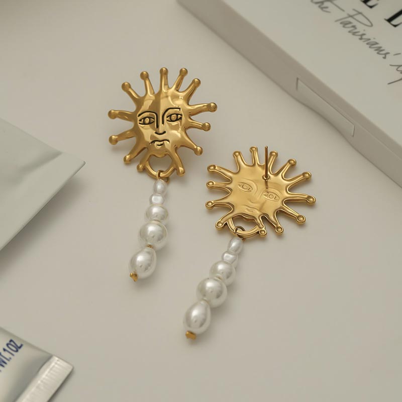 Sun Pearl Drop Earring