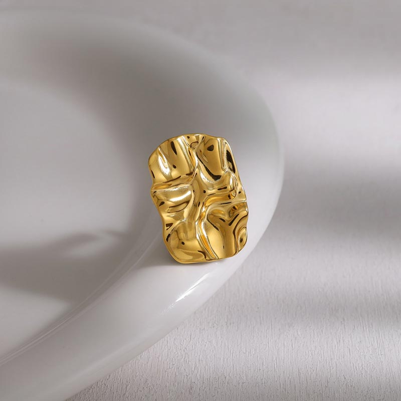 Hammered Rectangle Open Ring JSR020015