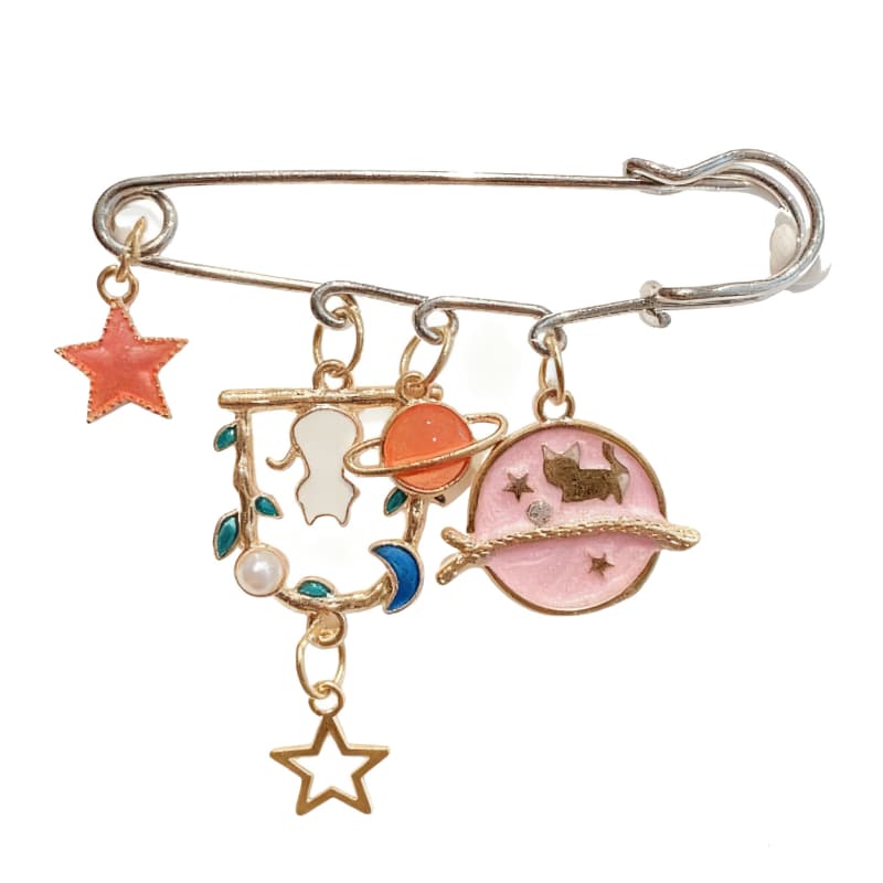 Enamel Multi Charms Paperclip Brooch JCH3262