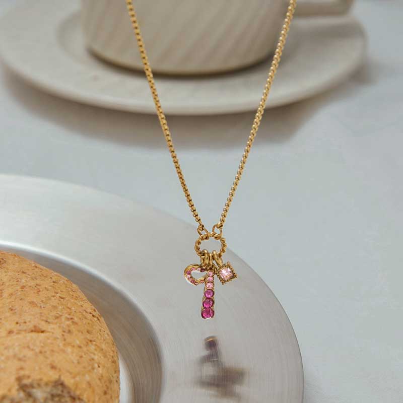Pink Heart Charm Necklace