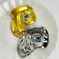 Nose Ring Mask Brooch | Half-Face Dramatic Lapel Pin