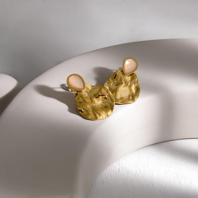 Enamel Hammered Stud Earring JSE010163