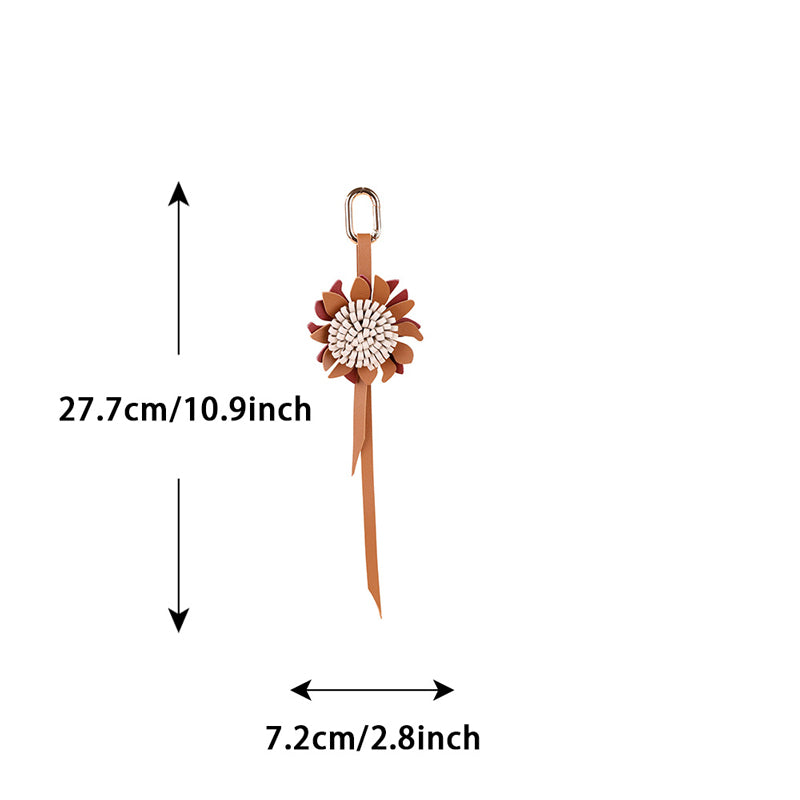 Sweet Girly Charm | Daisy Sunflower Leather Keychain