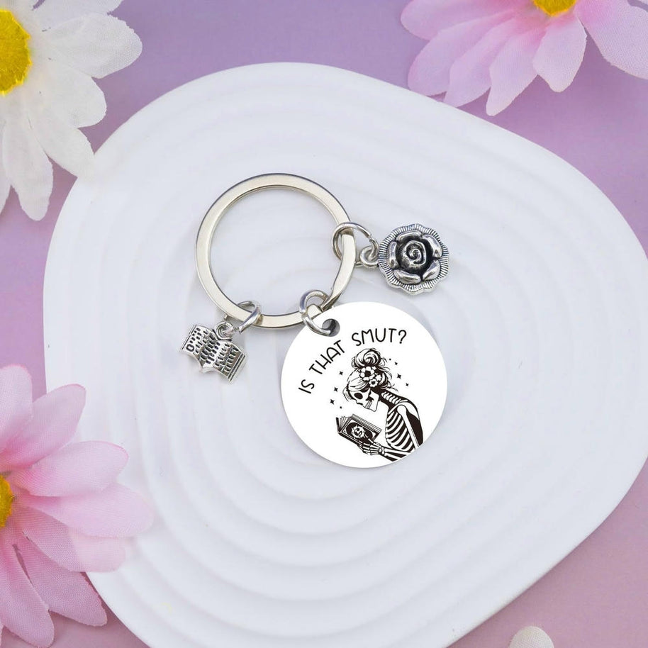 Book Lover Keychain | Flower Round Charm | Rear Gift