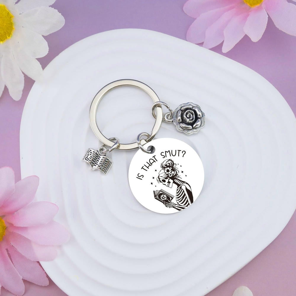 Book Lover Keychain | Flower Round Charm | Rear Gift