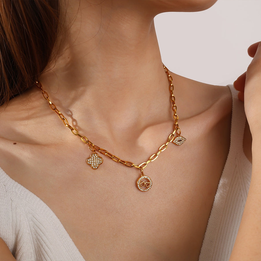 Premium Gold Plated Pendant Necklace Earring Jewelry Charm
