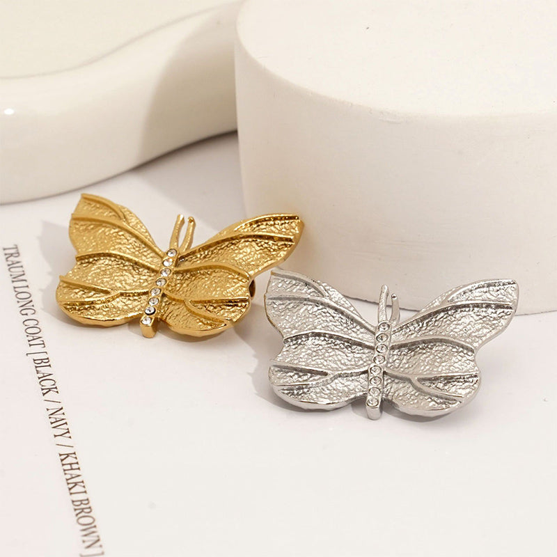 Stainless Steel Butterfly Brooch | Elegant Pin for Women