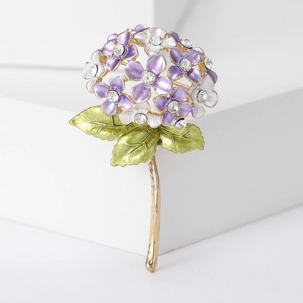 Hydrangea Brooch | Korean Enamel Lapel Pin for Dresses